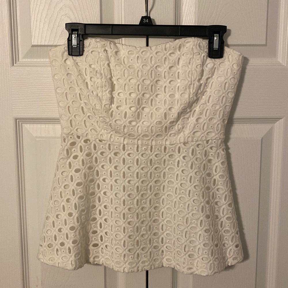 NWT J. Crew Factory Eyelet Strapless Peplum Top